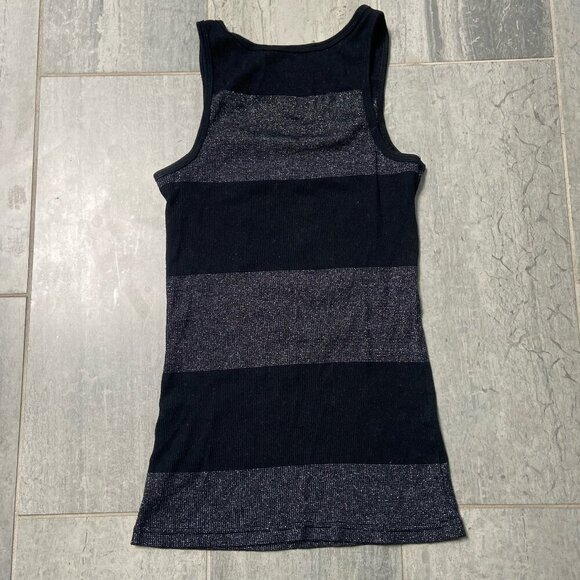 Old Navy Sparkle Stripe Ribbed Stretch Tank Top Black Size Small - Picture 3 of 8